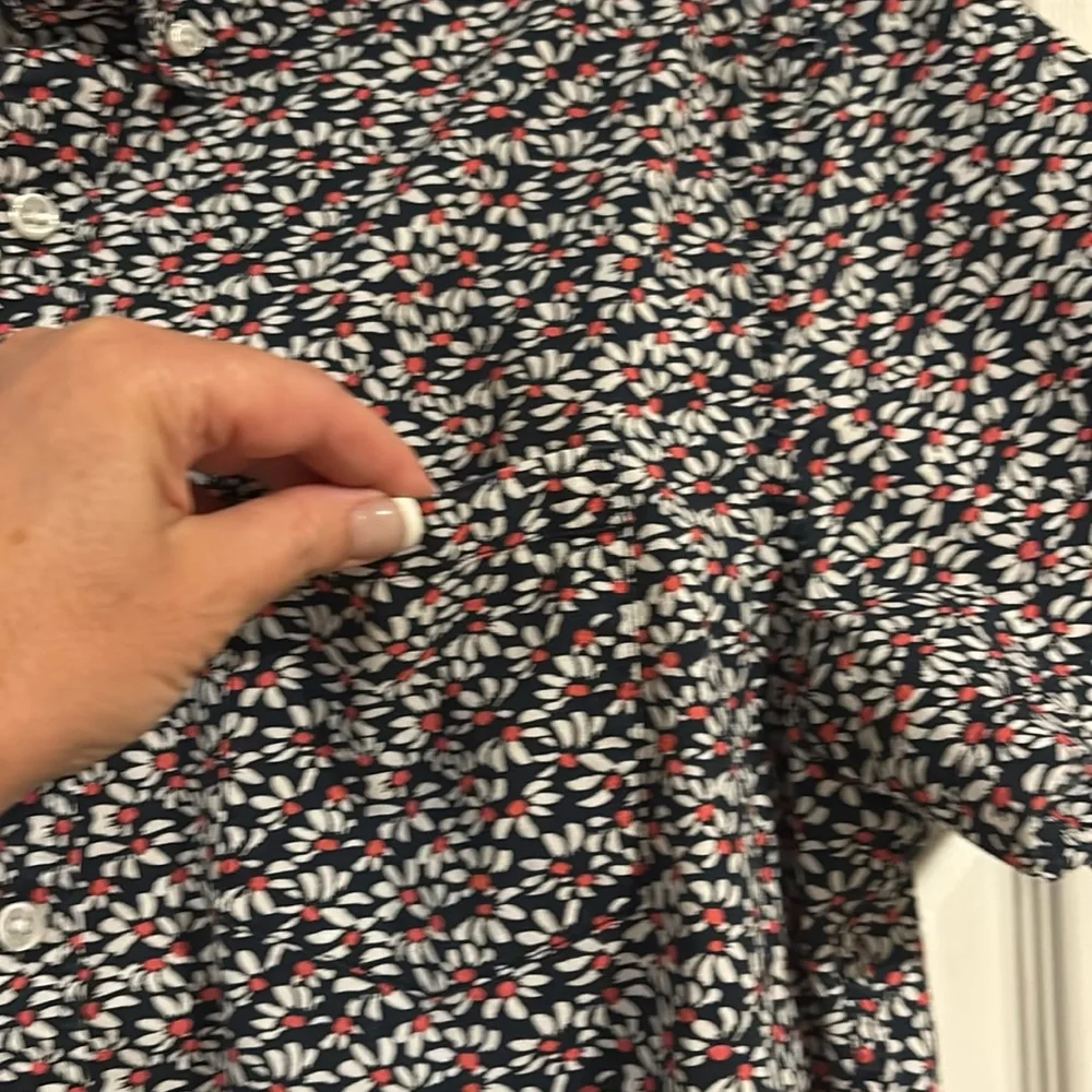 J. Crew Flex Washed Navy Floral Men's‎ Shirt size Large Slim Fit